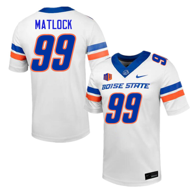 Scott Matlock Jersey, Boise State Broncos #99 Scott Matlock Football Jersey College Uniforms-White